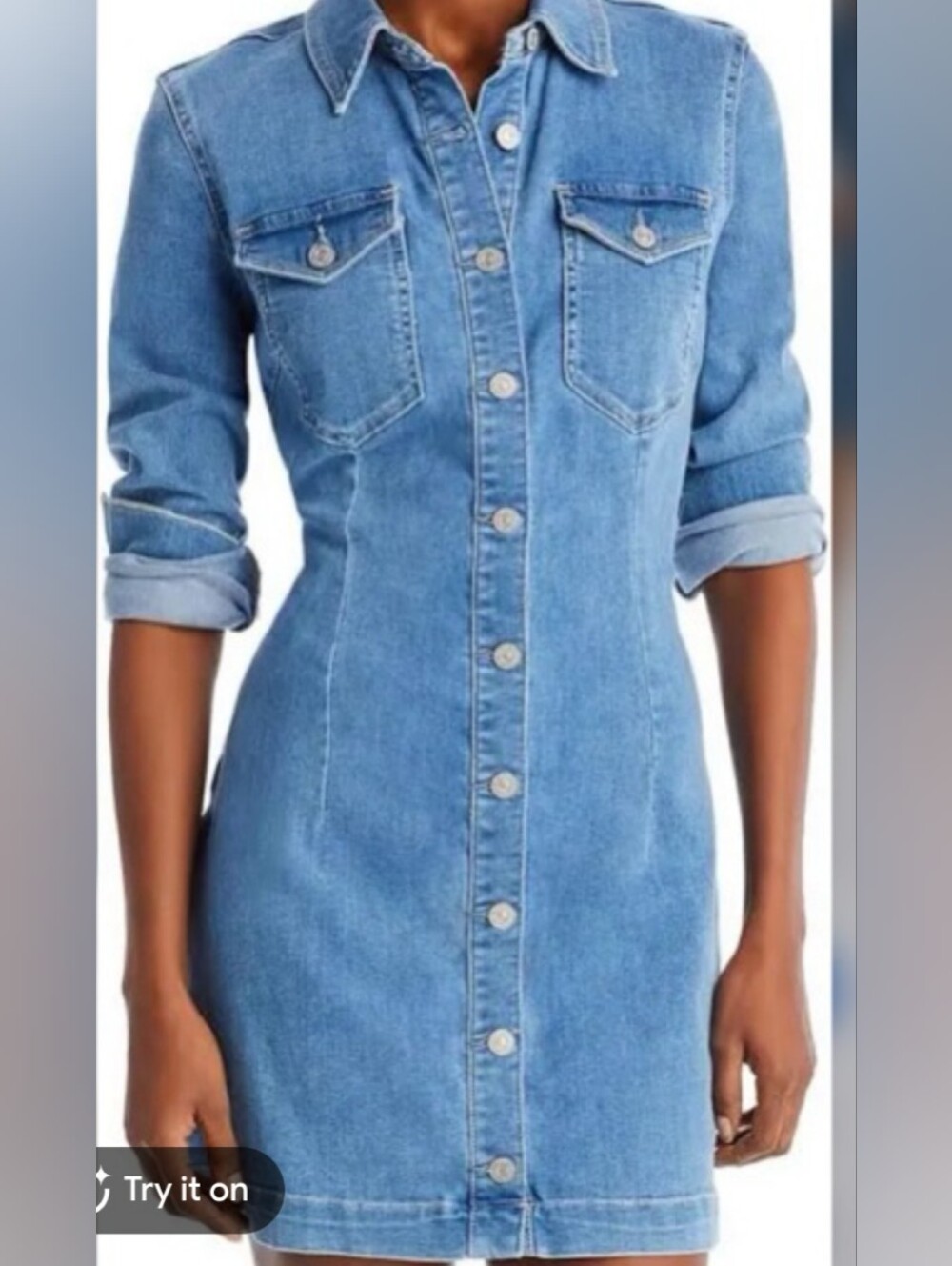 7 For All Mankind Light Blue Denim Shirt Dress S